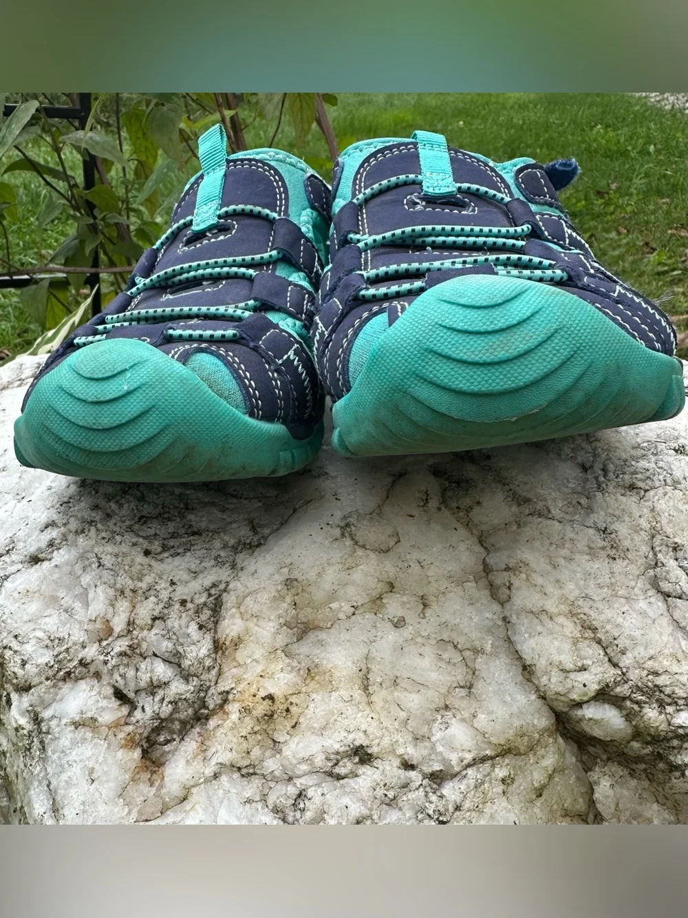 Kids Navy and Teal Water Shoes with Protective Toe